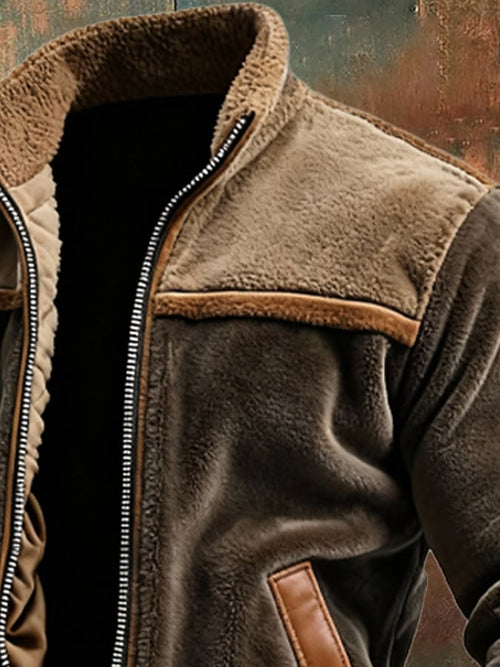 ADAM™ | Chaqueta cálida de satén y cuero con forro polar