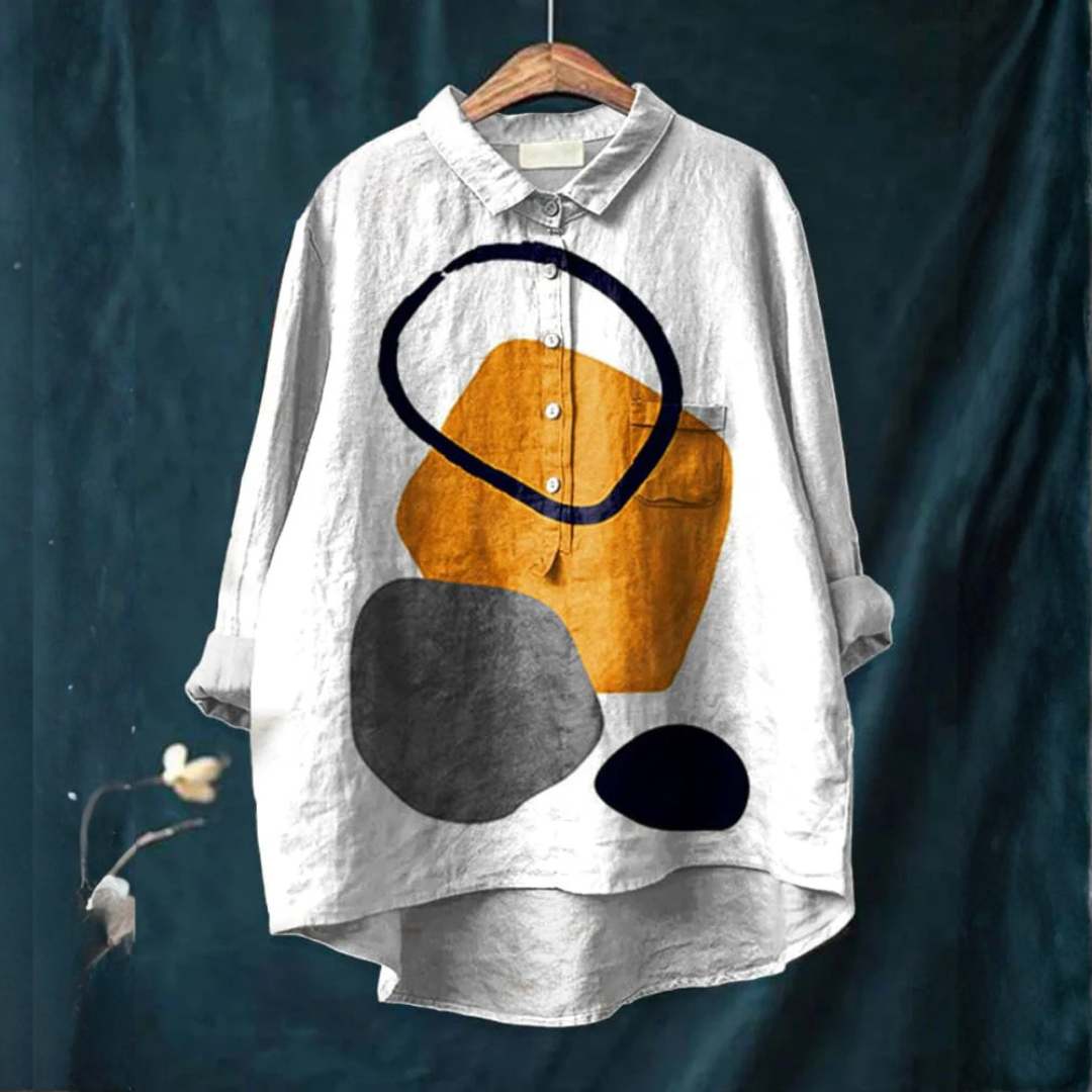 Serena – camisa de lino con estampado