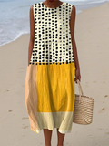 Leah™ | Vestido midi en bloques de color con lunares