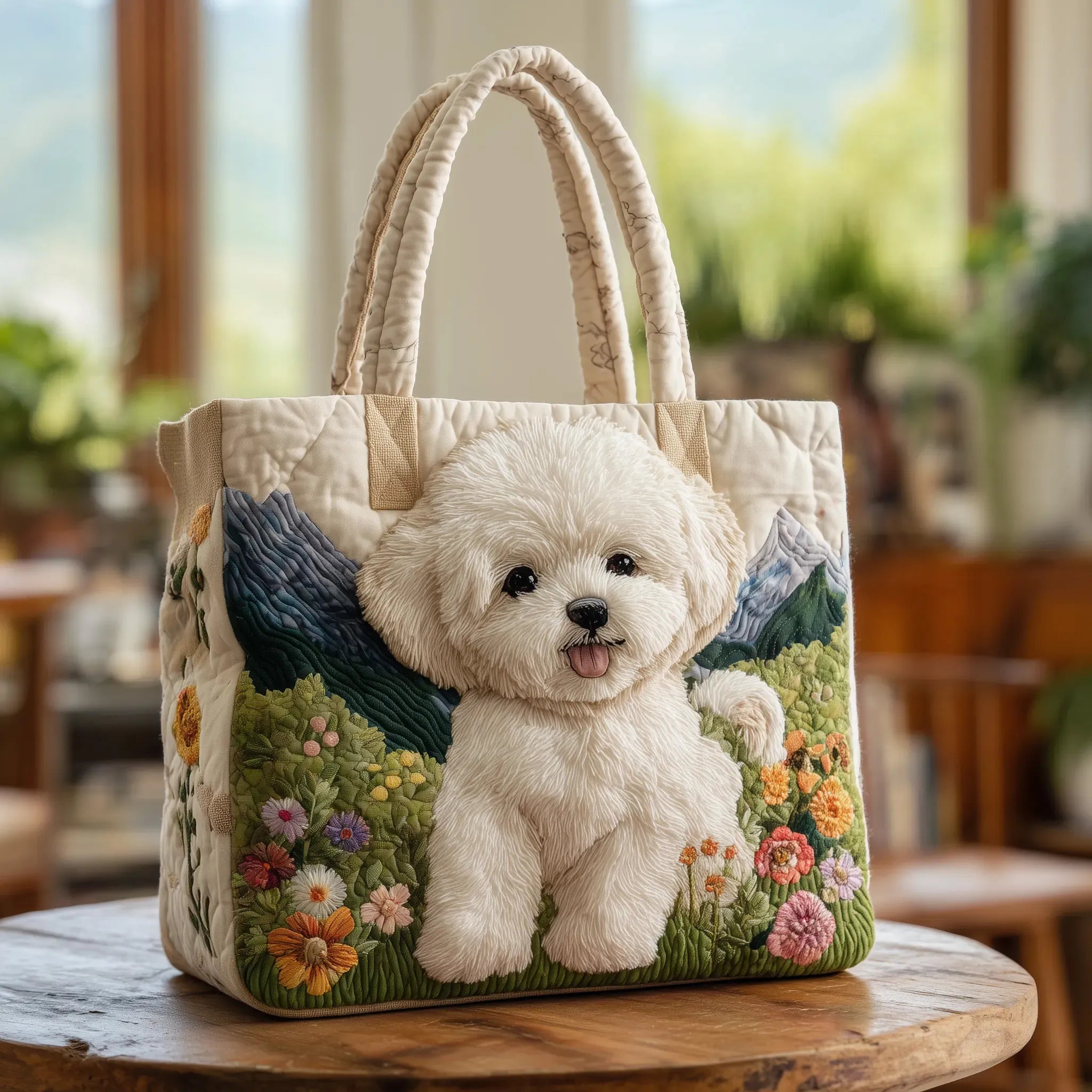 Bolso artesanal acolchado tipo matelassé para perro encantado
