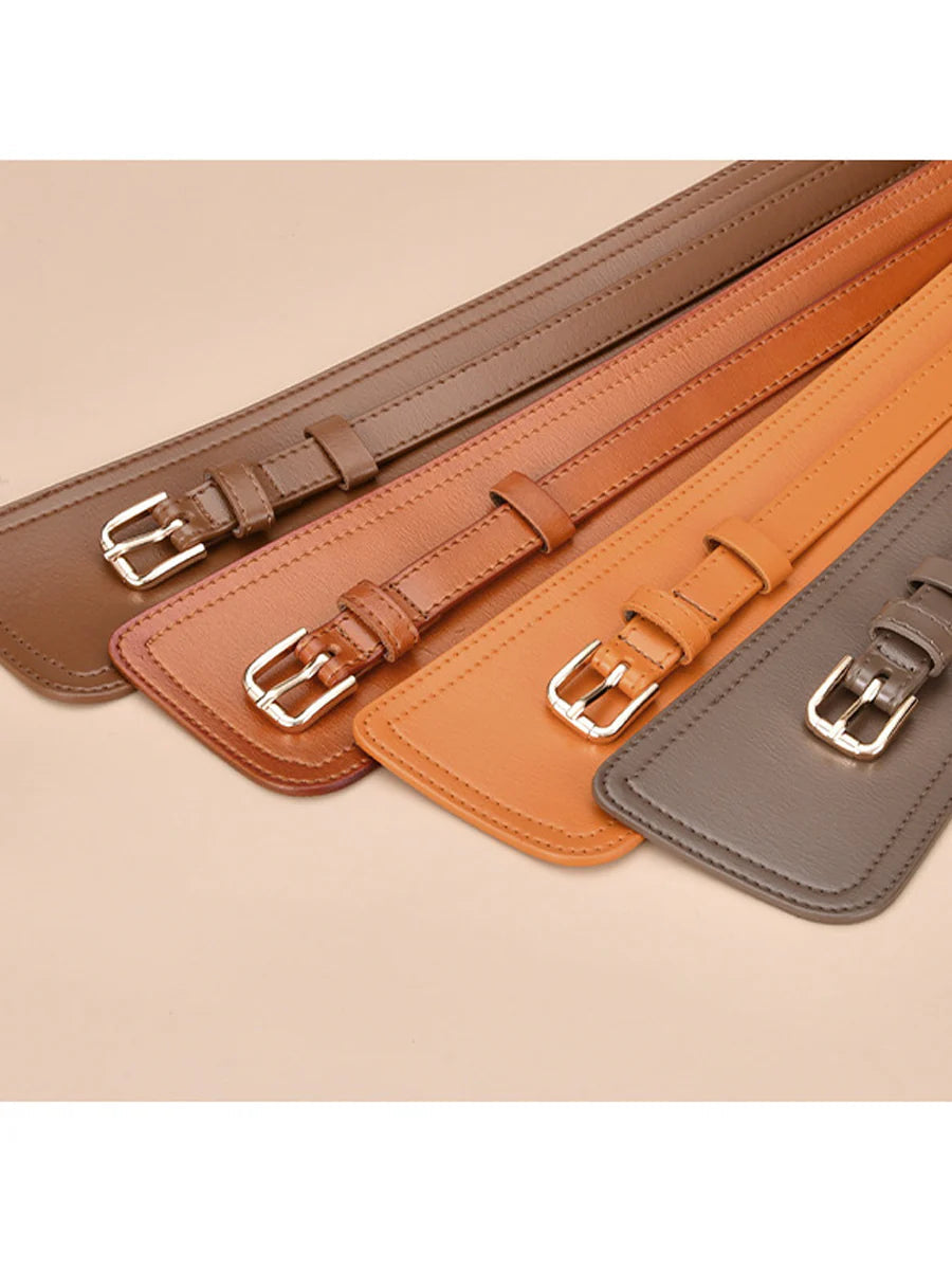 Cinturón ancho de cuero sintético a la moda para mujer