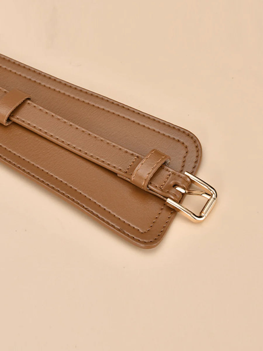 Cinturón ancho de cuero sintético a la moda para mujer