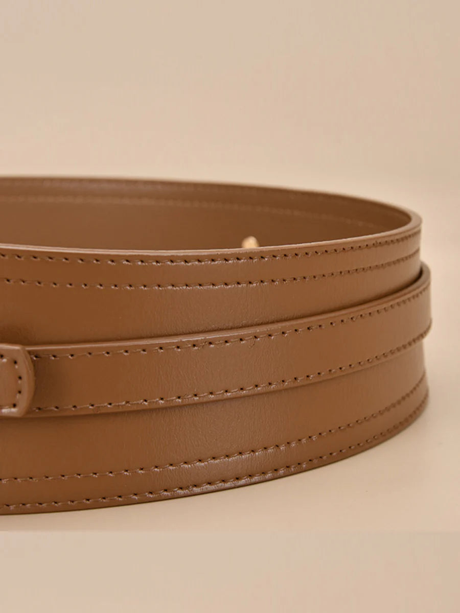 Cinturón ancho de cuero sintético a la moda para mujer