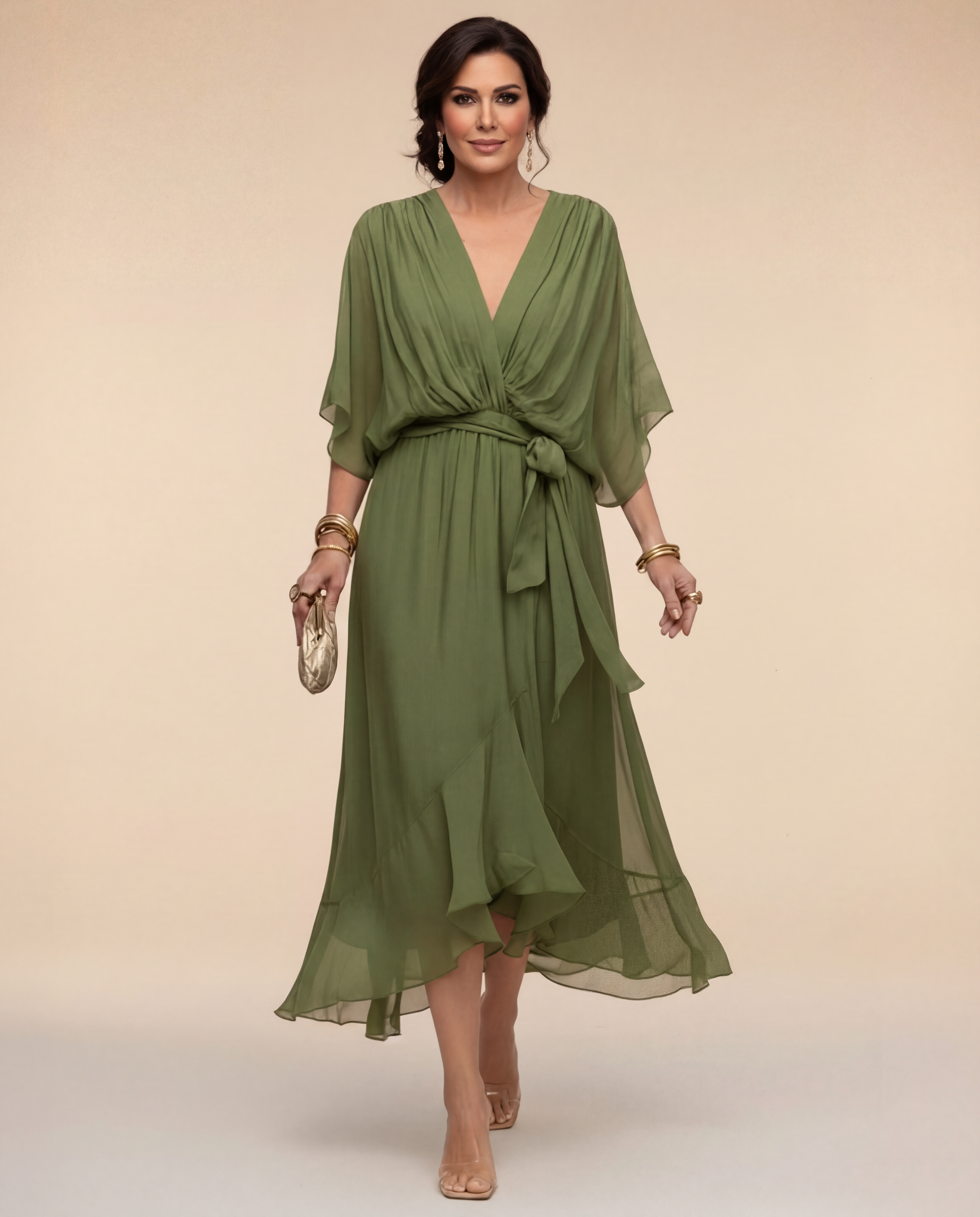 Mónica - Vestido de Chiffon con Escote en V